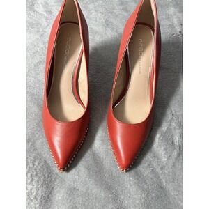 BCBGeneration Women's Size 6.5  Red Heels Preppy Holiday Christmas Embelished